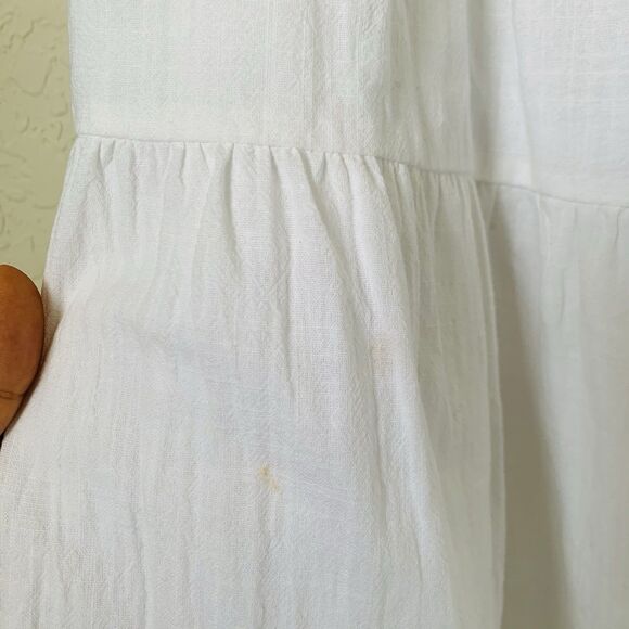 Showpo Palmer Midi Dress US 6 White Puff Sleeve Button Ruffle Tiered Trad Wife - Picture 8 of 14